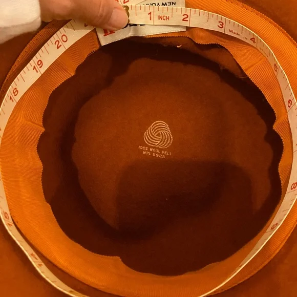 Adolfo Orange 💯 wool felt  Hat with Floral and Leaf Accents Derby style hat - Picture 9 of 12